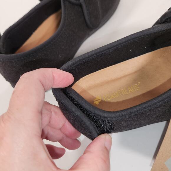 FOAMTREADS Physician L2 Comfort Slipper Womens 6M Black Wool Adjustable Diabetic - Picture 6 of 12